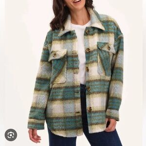 INDUSTRY wool blend plaid shacket Size XS, oversized